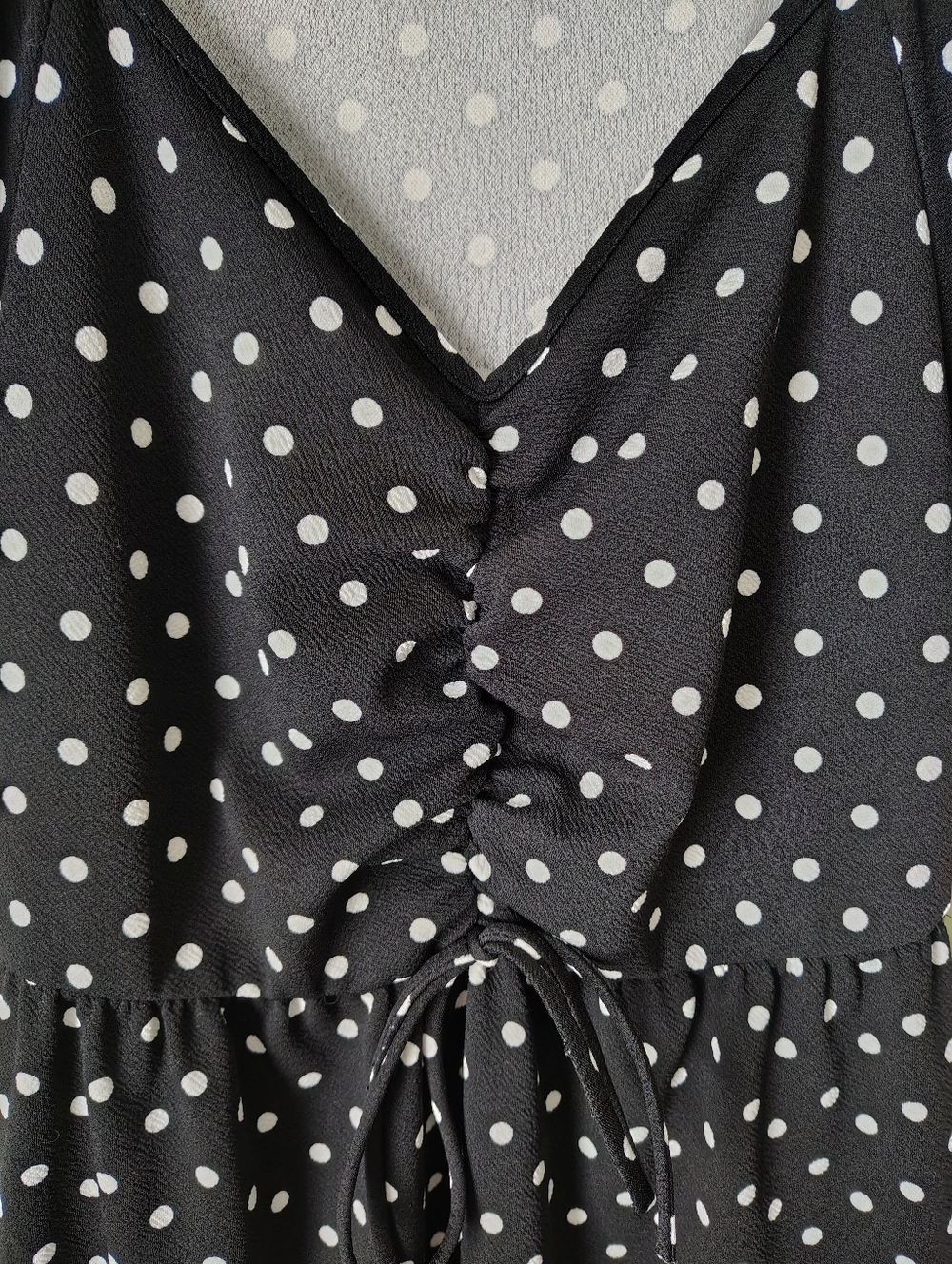Caution to the Wind Women's Medium Black & White Polka Dot Puff Sleeve Dress - Picture 3 of 8